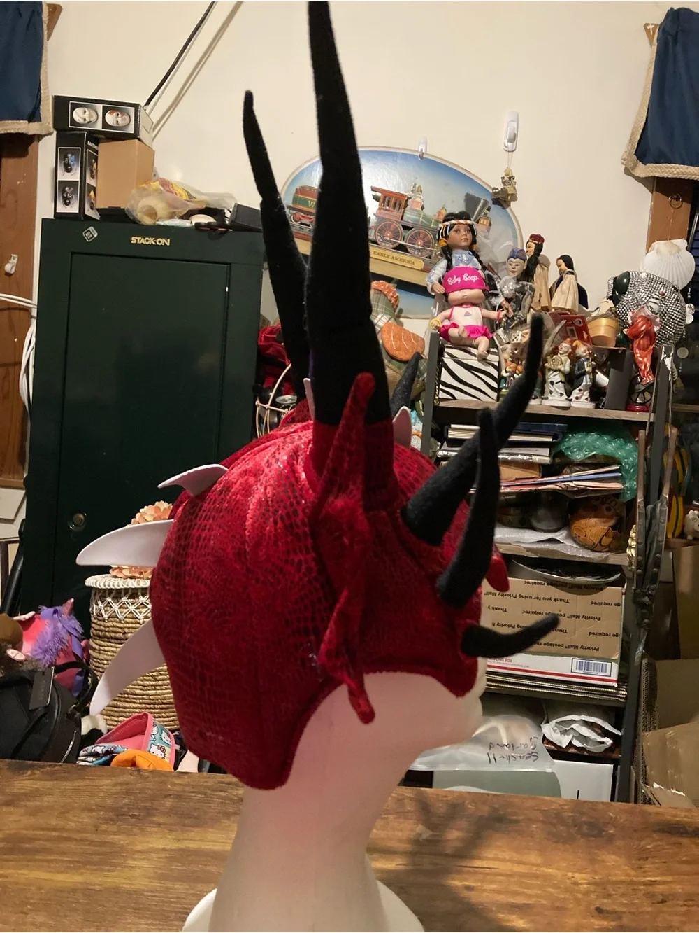 Red and Black Dragon Horn cosplay hat
